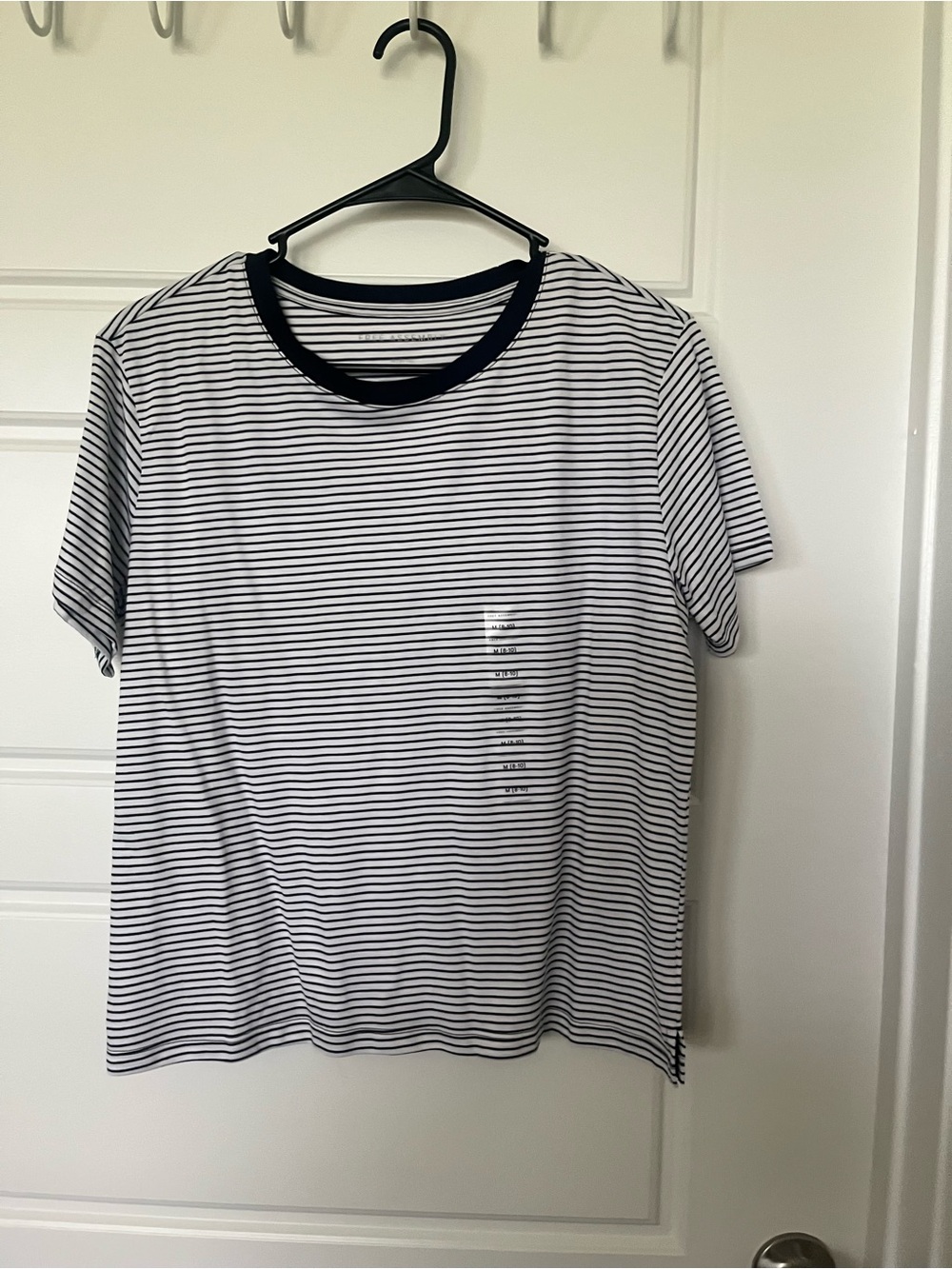 Free People Black & White Striped Crewneck Tee